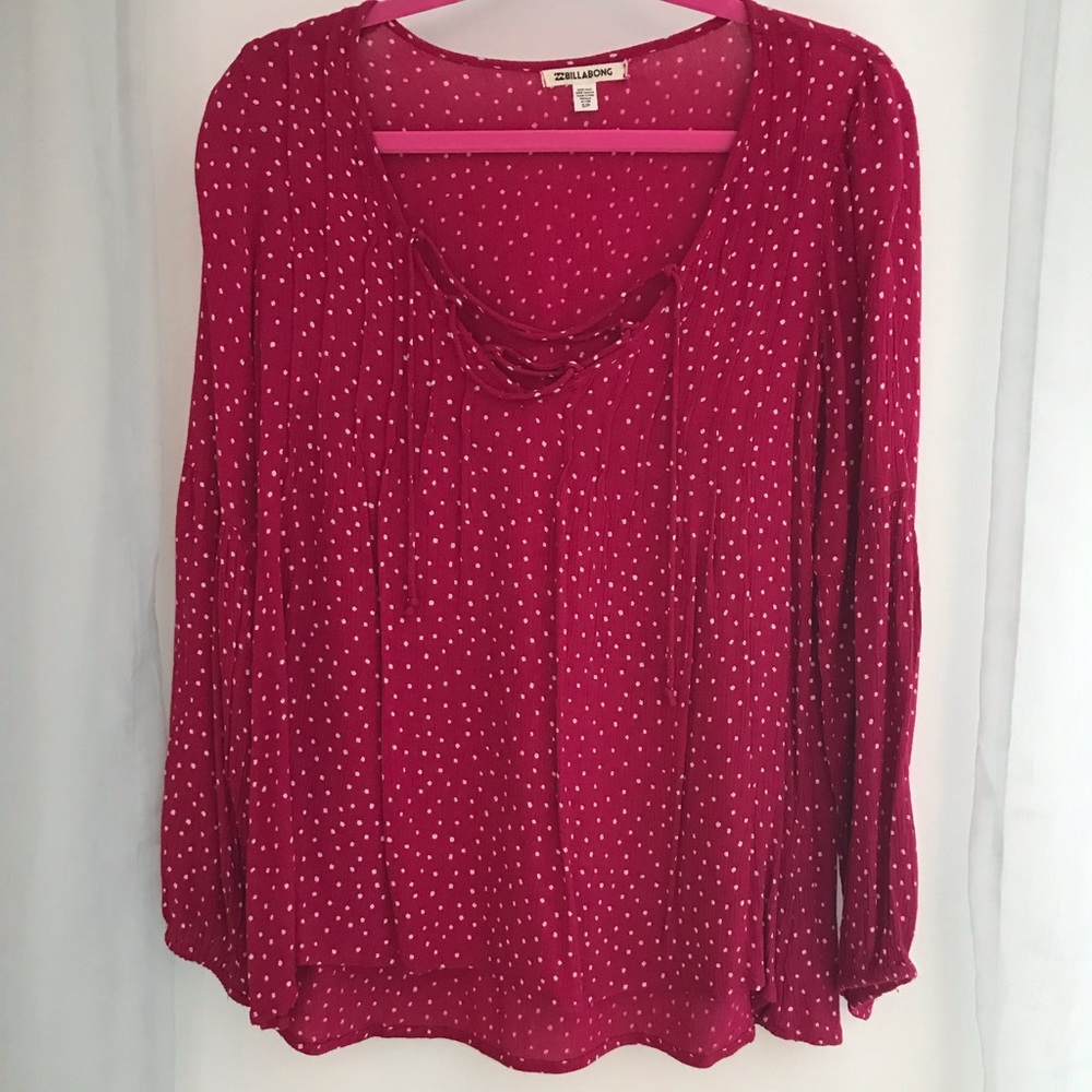 Billabong Pink Polka Dot Blouse